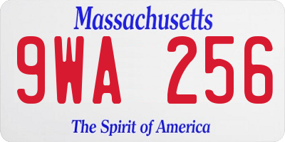 MA license plate 9WA256