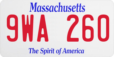 MA license plate 9WA260