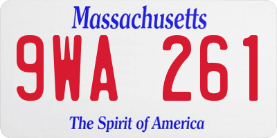 MA license plate 9WA261