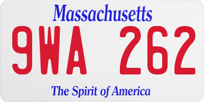 MA license plate 9WA262