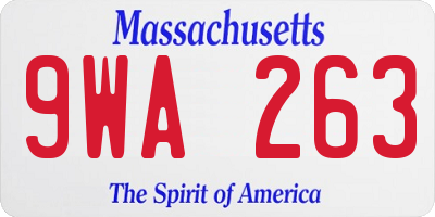 MA license plate 9WA263
