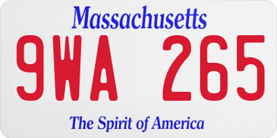 MA license plate 9WA265