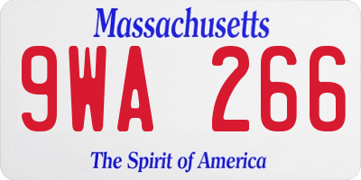 MA license plate 9WA266