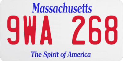 MA license plate 9WA268