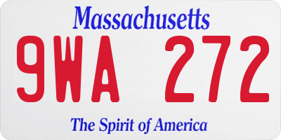 MA license plate 9WA272
