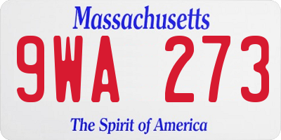 MA license plate 9WA273
