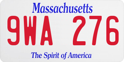 MA license plate 9WA276