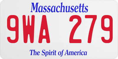 MA license plate 9WA279