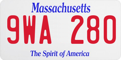 MA license plate 9WA280