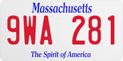 MA license plate 9WA281