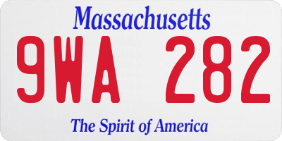 MA license plate 9WA282