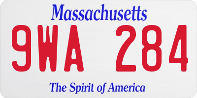 MA license plate 9WA284