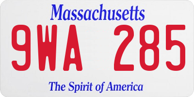 MA license plate 9WA285