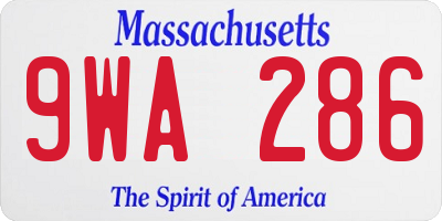 MA license plate 9WA286