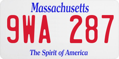 MA license plate 9WA287