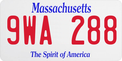 MA license plate 9WA288