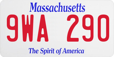 MA license plate 9WA290