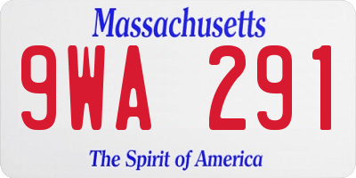 MA license plate 9WA291