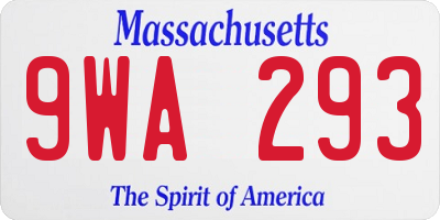 MA license plate 9WA293