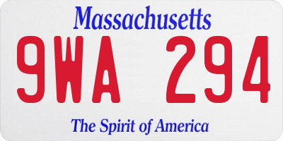 MA license plate 9WA294