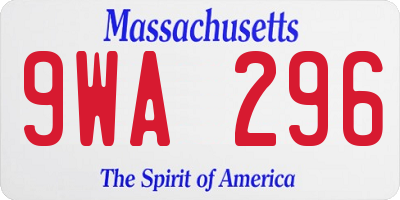 MA license plate 9WA296