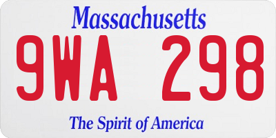 MA license plate 9WA298