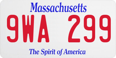 MA license plate 9WA299