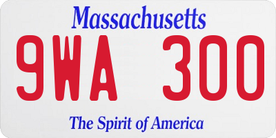 MA license plate 9WA300