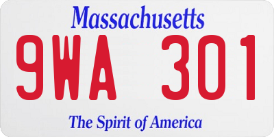MA license plate 9WA301
