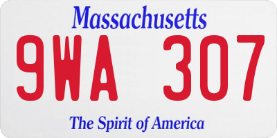MA license plate 9WA307