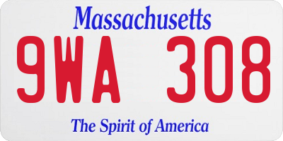 MA license plate 9WA308