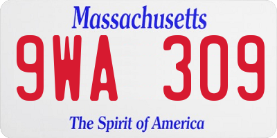 MA license plate 9WA309