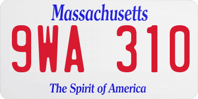 MA license plate 9WA310
