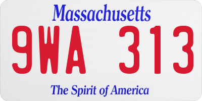 MA license plate 9WA313