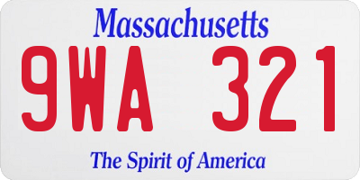 MA license plate 9WA321