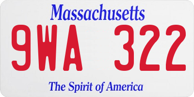 MA license plate 9WA322