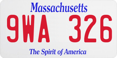 MA license plate 9WA326