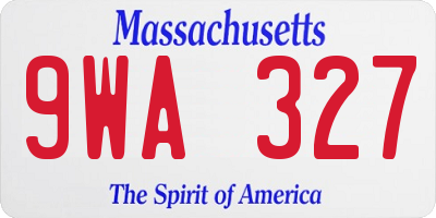MA license plate 9WA327