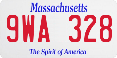 MA license plate 9WA328