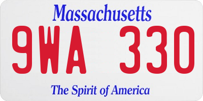 MA license plate 9WA330