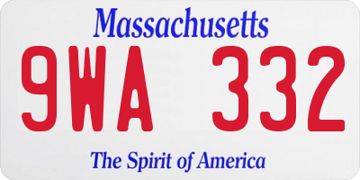 MA license plate 9WA332