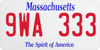 MA license plate 9WA333