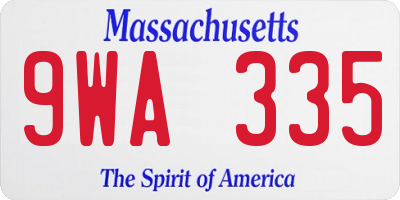 MA license plate 9WA335