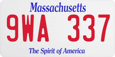 MA license plate 9WA337