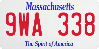 MA license plate 9WA338