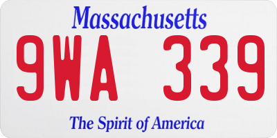 MA license plate 9WA339