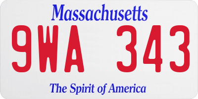 MA license plate 9WA343