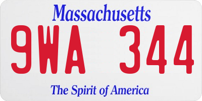 MA license plate 9WA344