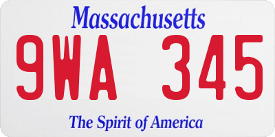MA license plate 9WA345