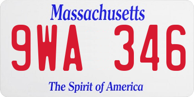 MA license plate 9WA346